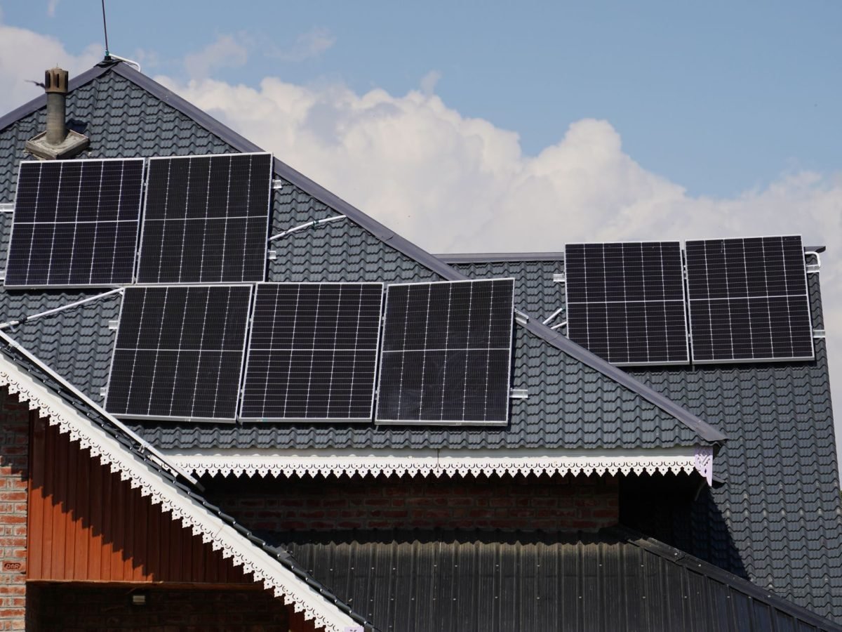 Solar panels installed on the roof of a house