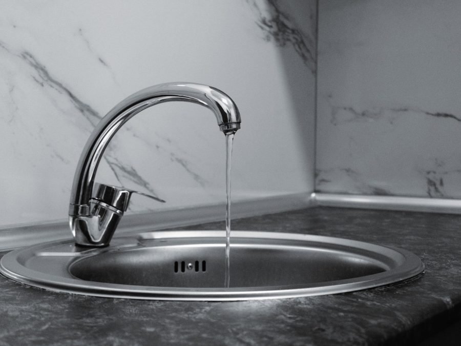Mains water running from a tap at a business premises